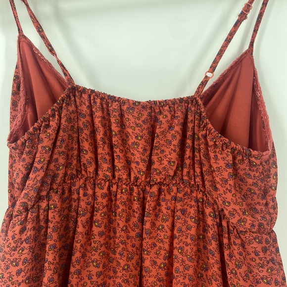 Mossimo Supply Company rust color ditzy print tiered boho baby doll sun dress - Picture 13 of 16